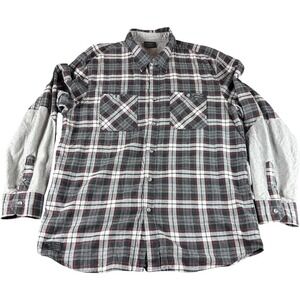 Oakley Men's Large Grey Plaid Button Up Shirt Fall Material Padded Elbows